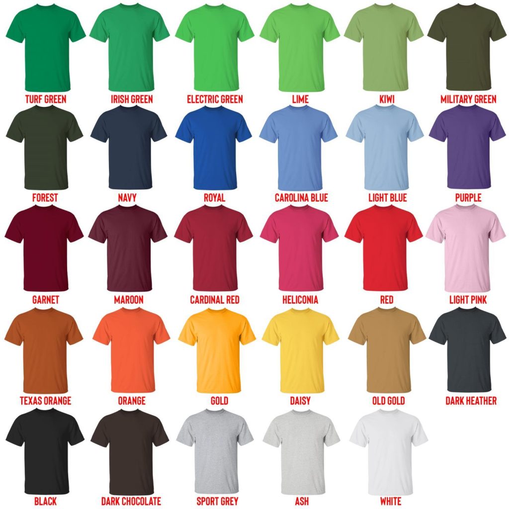 t shirt color chart - Andrew Tate Shop